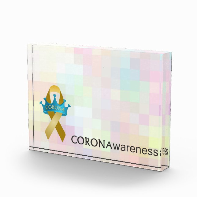 Bloque Para Fotos CORONAwareness Rainbow Pixel Personalizable Lucite (Derecha)