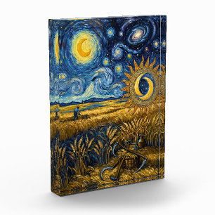 Bloque Para Fotos Cosecha Estelar al Estilo de Van Gogh Arte Acrílic