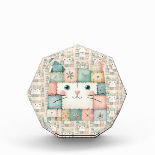 Bloque Para Fotos Cottage de gatito pastel de patchwork falso