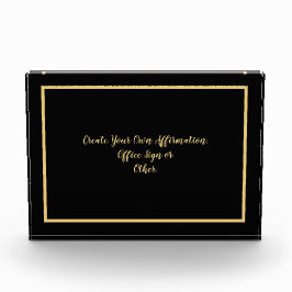 Bloque Para Fotos Crea tu propia afirmación o texto negro y oro