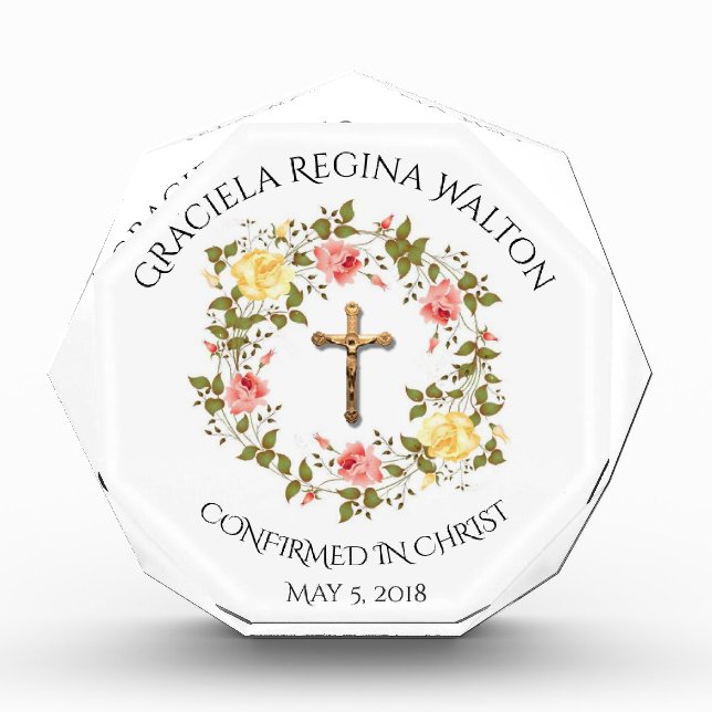 Bloque Para Fotos Crucifijo de la corona floral de confirmación (Anverso)