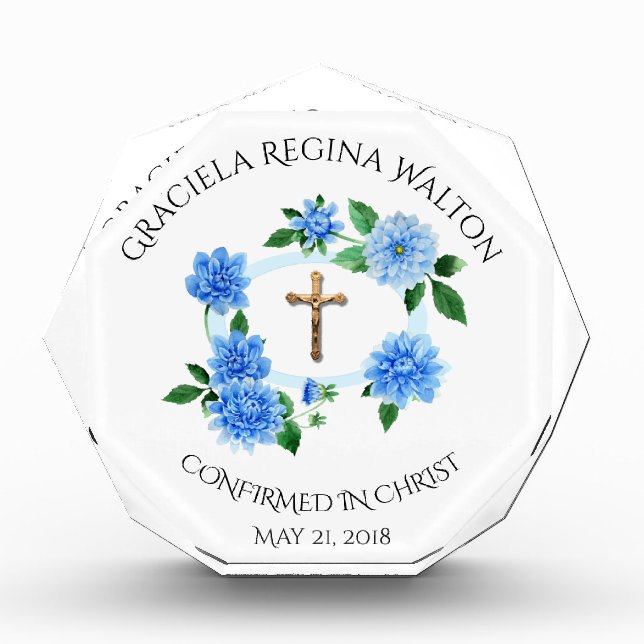 Bloque Para Fotos Crucifijo de la flor azul de confirmación (Anverso)