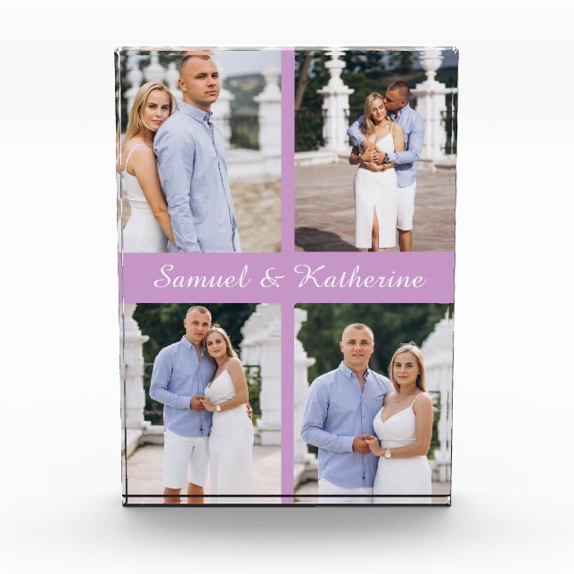 Bloque Para Fotos Custom Couple Love Script Acrylic Photo Block (Anverso)