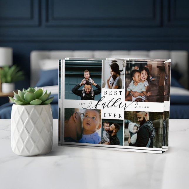 Bloque Para Fotos Custom Family Photo Collage Gift Best Father Ever (Custom Family Photo Collage Gift Best Father Ever)