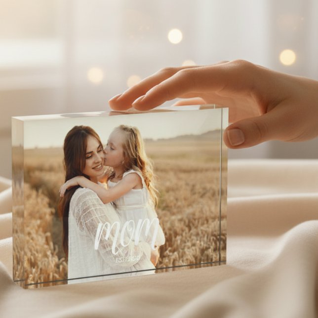 Bloque Para Fotos Custom Mom Established Modern Script Photo Block (Subido por el creador)