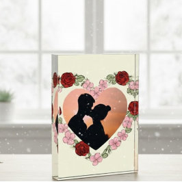 Bloque Para Fotos Custom Photo Floral Rose Heart Acrylic Bloc