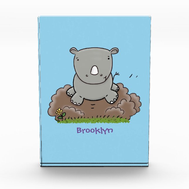 Bloque Para Fotos Cute baby rhino cartoon illustration (Anverso)