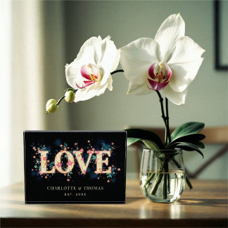 Bloque Para Fotos Cute Colorful Floral LOVE Word Black Background