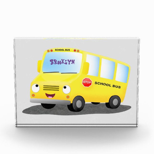 Bloque Para Fotos Cute happy yellow school bus cartoon (Anverso)