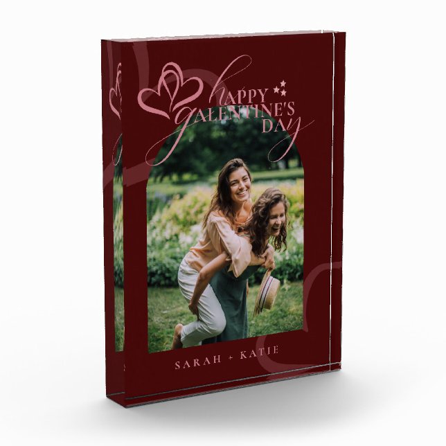 Bloque Para Fotos Cute Minimal Modern Maroon Script Galentine's  (Izquierda)