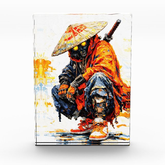 Bloque Para Fotos Cyber Samurai Palette Knife Neon Orange Impasto (Anverso)