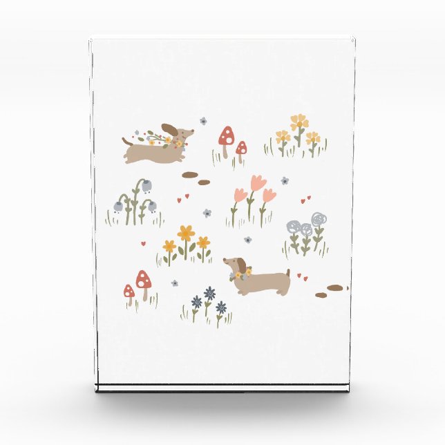 Bloque Para Fotos Dachshund Weiner Dog Amantes del Arte Pared de Flo (Anverso)