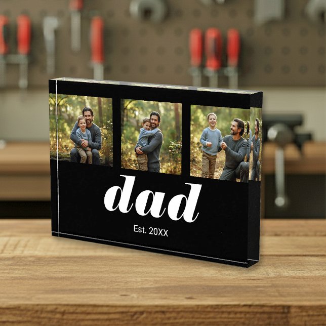 Bloque Para Fotos Dad Established Modern 3 Photo Acrylic Block (Subido por el creador)