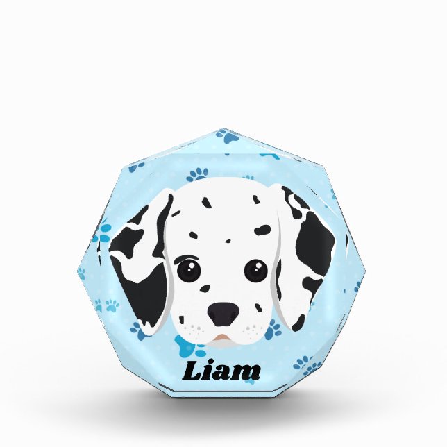 Bloque Para Fotos Dalmatian Blue Paw Print Personalized     (Anverso)