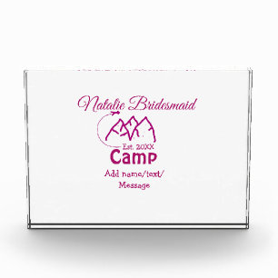 Bloque Para Fotos Dama de honor de campamento rosa agregar nombre fe