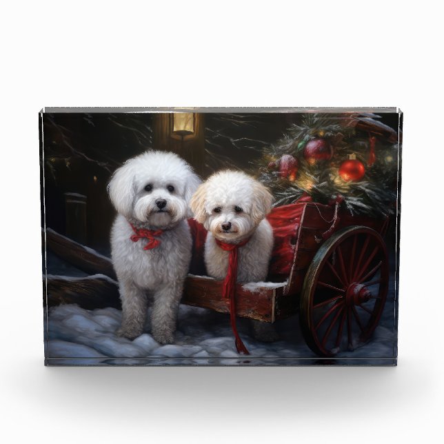 Bloque Para Fotos Decoración de los Navidades de Bichon Frise Snowy  (Anverso)