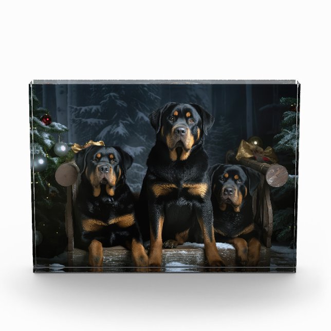 Bloque Para Fotos Decoración de los Navidades de Rottweiler Snowy Sl (Anverso)
