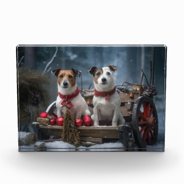 Bloque Para Fotos Decoración de los Navidades Jack Russell Snowy Sle (Anverso)