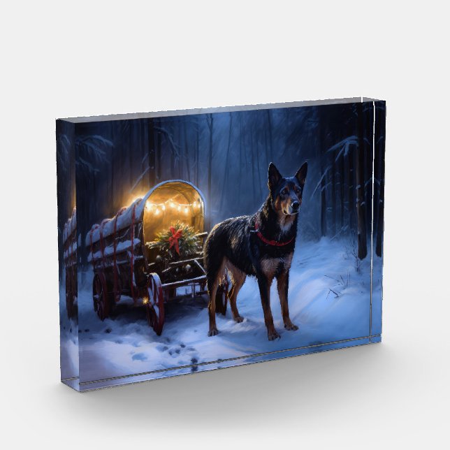 Bloque Para Fotos Decoración de los Navidades Kelpie Snowy Sleigh de (Izquierda)