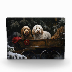 Bloque Para Fotos Decoración de Navidades de Cockapoo Snowy Sleigh