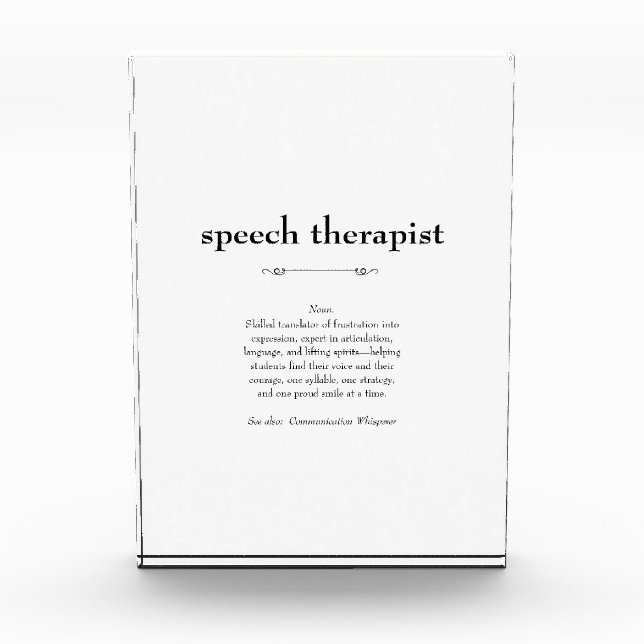 Bloque Para Fotos Definición de terapeuta de voz Gracias regalo (Anverso)