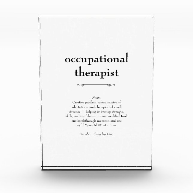 Bloque Para Fotos Definición de terapeuta ocupacional Gracias a rega (Anverso)