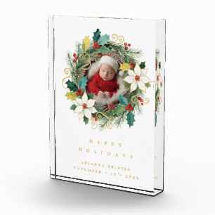 Bloque Para Fotos Delicate Classy First Christmas Wreath Baby Photo