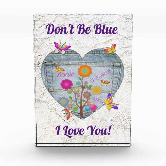 Bloque Para Fotos Denim Pocket Heart Flowers Butterflies (Anverso)