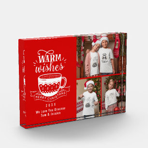 Bloque Para Fotos Deseos Cálidos Taza Caliente Cacao Rojo Blanco Fot