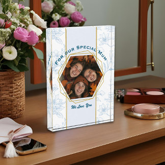 Bloque Para Fotos Día de la Madre floral azul moderno