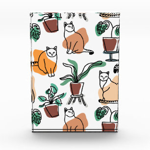 Bloque Para Fotos Dibujo en línea de gatos y flores