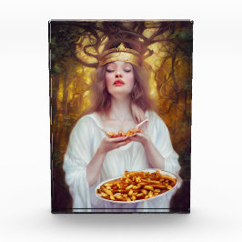 Bloque Para Fotos Diosa con un plato lleno de poutina