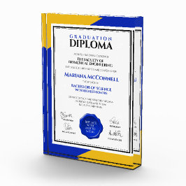 Bloque Para Fotos Diploma de la Escuela de Oro Azul