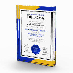 Bloque Para Fotos Diploma de la Escuela de Oro Azul