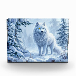 Bloque Para Fotos Diseño del paisaje del lobo blanco ártico