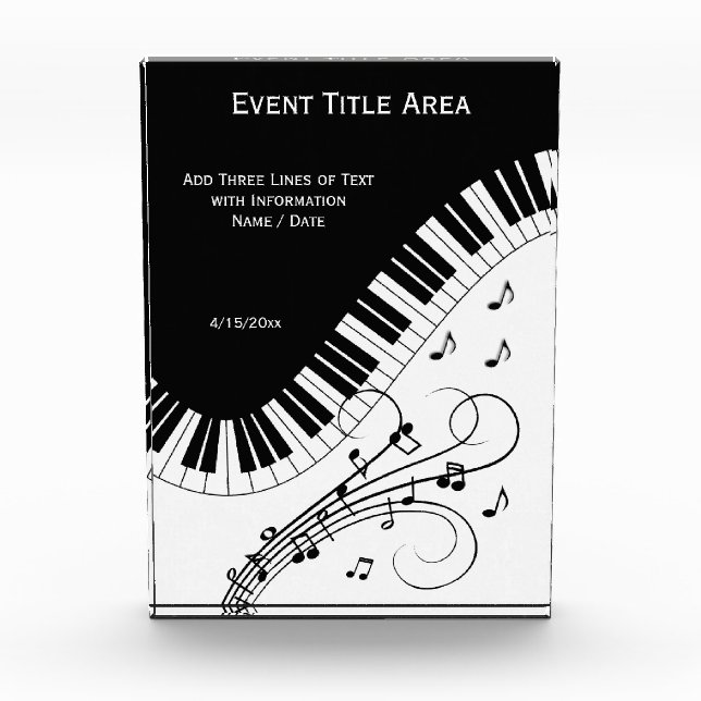 Bloque Para Fotos Diseño musical de teclado de piano (Anverso)
