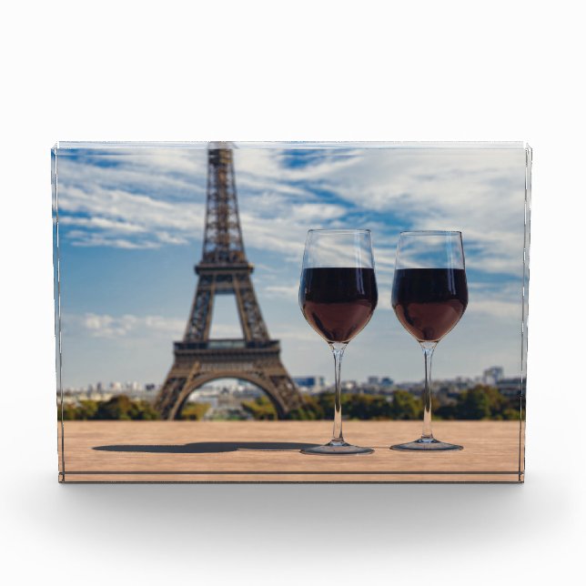 Bloque Para Fotos Dos copas de vino con Torre Eiffel (Anverso)