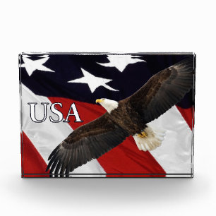 Bloque Para Fotos Eagle y la bandera de los Estados Unidos