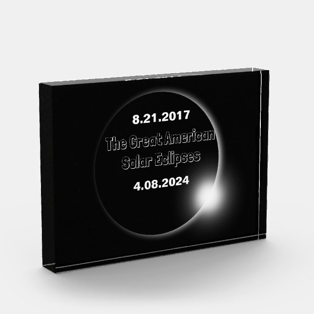 Bloque Para Fotos Eclipse solar con doble fecha 2024 & 2017 (Izquierda)