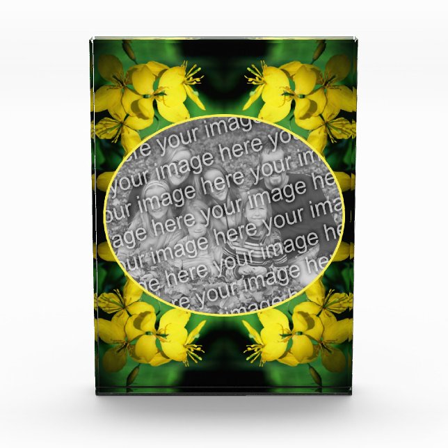 Bloque Para Fotos El marco de flores silvestres amarillas crea el tu (Anverso)