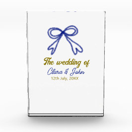 Bloque Para Fotos El nombre de la pareja boda de oro azul marino