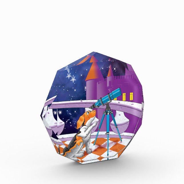 Bloque Para Fotos El perro mira a través del telescopio (Izquierda)