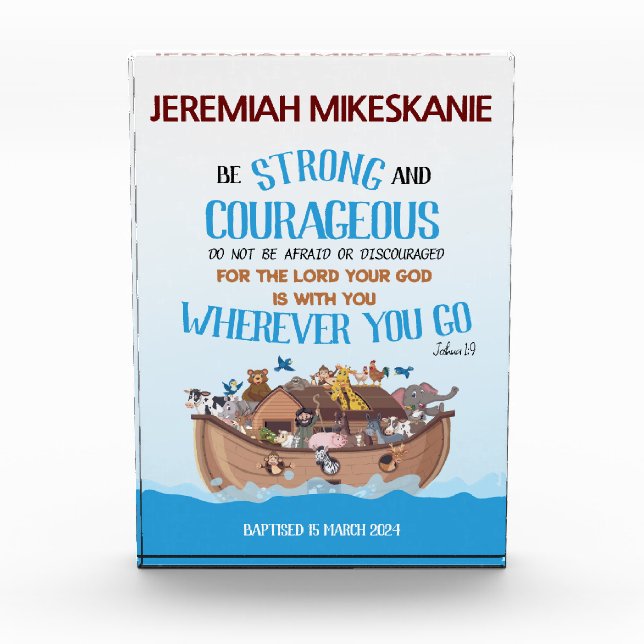 Bloque Para Fotos El tema del arca de Baptism Boy Noah (Anverso)