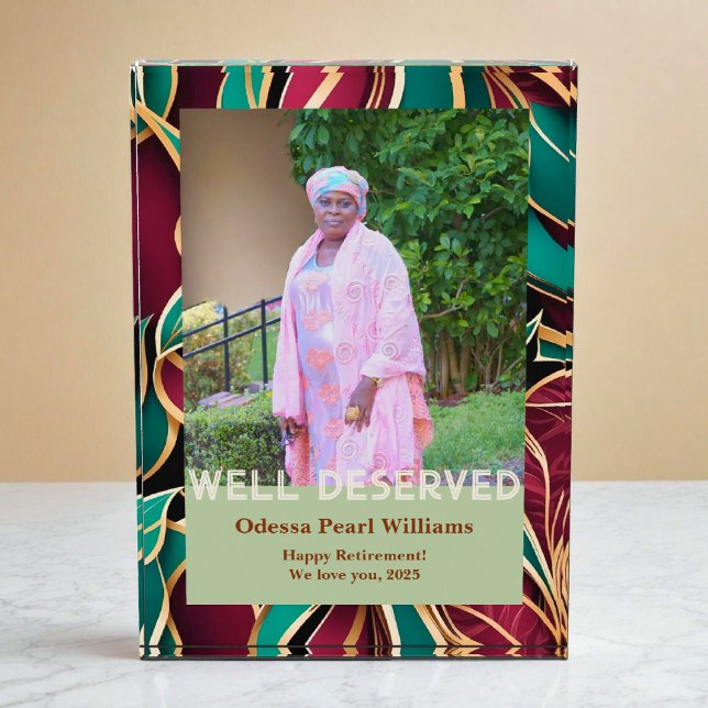 Bloque Para Fotos Elegant Botanical Retirement Gift for Black Mom (Elegant Botanical Retirement Gift for Black Mom Photo Block)