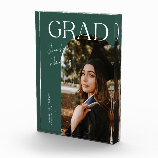 Bloque Para Fotos Elegant Graduation Name and School Green (Derecha)