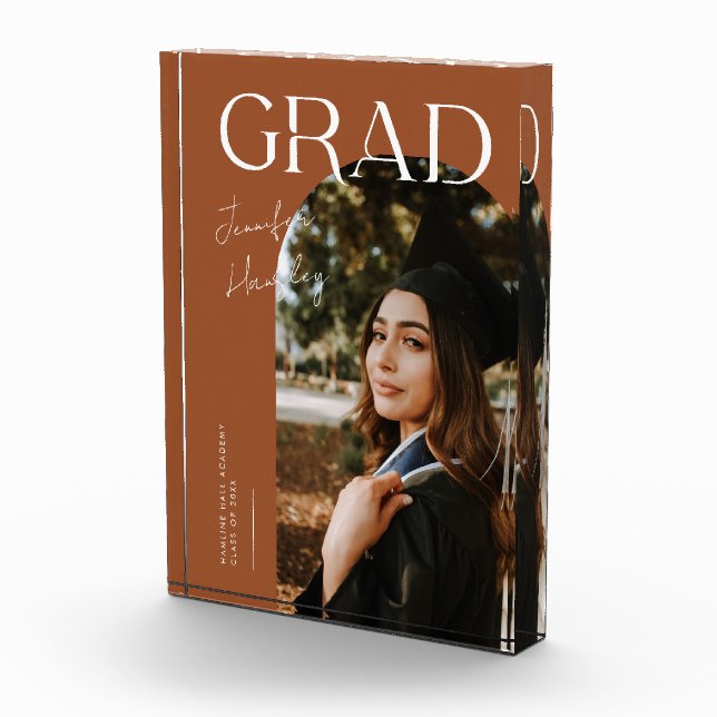 Bloque Para Fotos Elegant Graduation Name and School Terracotta (Derecha)