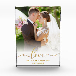 Bloque Para Fotos Elegant Love Gold Script Sr. y Sra. Boda