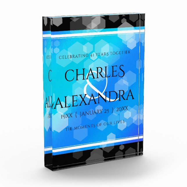 Bloque Para Fotos Elegante 41° Aniversario del Boda de Topaz Azul (Izquierda)