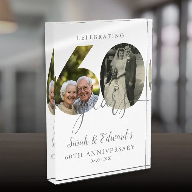 Bloque Para Fotos Elegante 60° aniversario Boda 2 (Elegant 60th Wedding Anniversary 2 Photo Block)