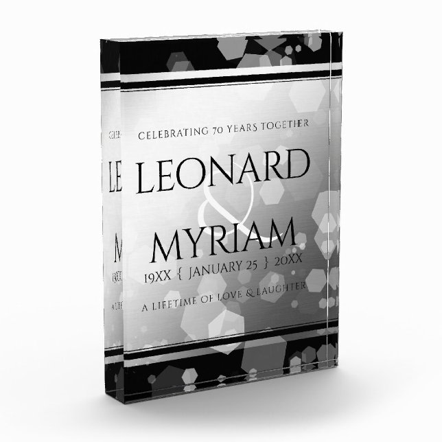 Bloque Para Fotos Elegante 70° Aniversario del Boda Platino (Izquierda)